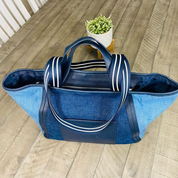 New Kate Spade Rosie Tote Bag Colorblock Denim In Blue Multi - Picture 11 of 13